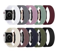 HILIMINY 10 Pack Stretchy Solo Loop Bands Compatible With Apple Watch 38mm 40mm 41mm, Elastic Nylon Sport Straps for iWatch SE Series 9 8 7 6 5 4 3 2 1, Braided No Buckles Men Women Wristband, A XS