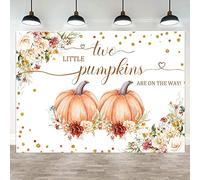 Hilioens 7×5ft Autumn Pumpkin Twins Baby Shower Backdrop Two Little Pumpkins are On The Way Girl Boy Baby Shower Photography Background Fall Floral Gold Dots Party Banner Decorations