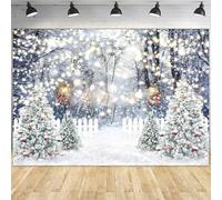 Hilioens Winter Backdrop Christmas Forest Snowy Pine Tree Wonderland Photography Background for Xmas Holiday Party Decorations Banner Portrait Studio Booth Photobooth Props(7x5ft)