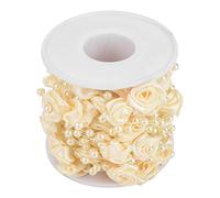 Hilitand 10m/roll 3mm Rose Artificial Pearl Wire Beads Garland String Faux Crystal Beaded Craft String Pearls for DIY Wedding Decoration (Beige)