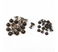 Hilitand 20pcs Flat Head Copper Brass Screws Nuts Nails Rivets Leather Cap Accessory Rivets Set Leather Craft Rivets(6.5mm)