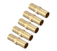 Hilitand 5 Pcs Brass Barbed Pipe Adapter Brass Straight Barbed Connector Straight 2-Way Brass Barbed Pipe Connector Tube Joiner Fitting (12mm)