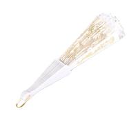 Hilitand Fan Handheld Folding Fan White Folding Fans European Style Handheld Bamboo Fans with Lace Rose Flower for Decoration Dancing Party (white)