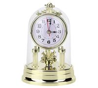 Hilitand Table Clock Home Decor Living Room Clock Retro Style Antique Silent in Home, Office, Hotel (gold)