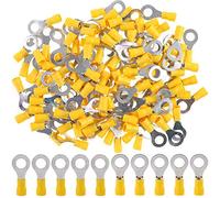 Hilitchi 100Pcs 12-10AWG Insulated Terminals Ring Electrical Wire Crimp Connectors (Yellow - M8) (Yellow - M8)