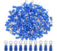 Hilitchi 100Pcs 16-14AWG Insulated Terminals Ring Electrical Wire Crimp Connectors (Blue, M4)