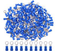 Hilitchi 100Pcs 16-14AWG Insulated Terminals Ring Electrical Wire Crimp Connectors (Blue, M5)