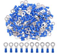 Hilitchi 100Pcs 16-14AWG Insulated Terminals Ring Electrical Wire Crimp Connectors (Blue, M6)