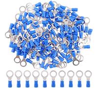 Hilitchi 100Pcs 16-14AWG Insulated Terminals Ring Electrical Wire Crimp Connectors (Blue, M8)
