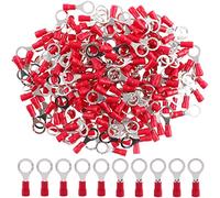 Hilitchi 100pcs 22-16 Gauge Ring Insulated Electrical Wire Terminals Wire Crimp Connectors (M8, Red)