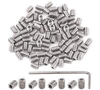 Hilitchi 100Pcs SAE Stainless Hex Allen Head Socket Set Screws Grub Screw Bolts Assortment Kit Internal Hex Drive Cup-Point Screws M3.5-32 x 4.8mm