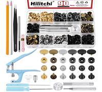 Hilitchi 103 Sets Leather Snap Fasteners Kit, 6 Colors 12.5mm Press Studs Metal Snaps Metal Button Snaps with Snap Pliers, Setting Tools, Fabric Marker, Tweezers, Measuring Tape for Clothes, Jeans