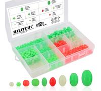 Hilitchi 1050 Pcs 9 Sizes All Luminous Fishing Beads Assorted Soft Plastic Oval Round Shaped Glow Eggs for Stream Pool Lake River Fishing (All Glow in The Dark)