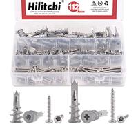 Hilitchi 112-Pieces Large Small Zinc Self Drilling Drywall/Hollow-Wall Anchor Assortment Kit