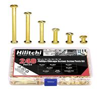 Hilitchi 120-Sets M5 x 5 / 10 / 15 / 25 / 35 / 45 Brass Plated Phillips Chicago Screw Posts Binding Screws Assortment Kit for Scrapbook Photo Albums Binding, Leather Repair - Gold