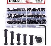 Hilitchi 120Pcs M6 Hex Drive Socket Cap Bolts Kit Countersunk Head Screws Bolts Dowel Barrel Nuts Crib Bolts Nuts Assortment Kit for Furniture Hardware Fitting (16/20/25/30/35mm)