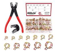 Hilitchi 121Pcs Spring Band Type Clips Assortment Kit with 7-22mm 12 Sizes Spring Hose Clamp and A Hose Clip Pliers Fuel Silicone Vacuum Hose Pipe Clamp Low Pressure Air Tube Clamps Fastener