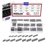 Hilitchi 144pcs 16 Sizes Carbon Steel Round Ended Feather Key Set, 3mm 4mm 5mm 6mm Key Stock Keystock Key Parallel Drive Shaft Keys Set for Fasteners Mechanical Industry