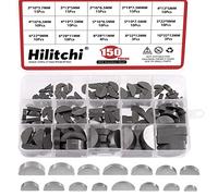 Hilitchi 150Pcs 15 Sizes Carbon Steel Woodruff Keys Half Moon Assortment Kit, Semicircle Bond Key Hardware Metric Assortment Kit, Woodruff Key-Crankshaft for Fasteners Mechanical Industry