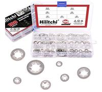 Hilitchi 180 Piece 304 Stainless Steel Internal Tooth Starlock Washers Quick Speed Locking Washers Push On Speed Clips Fasteners Assortment Kit - 7 Size