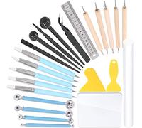 Hilitchi 24Pcs Clay Detail Sculpting Modeling Set Including Ball Stylus Dotting Tools Dual Purpose Silicone Sculpting Tools, for Beginners Professional and DIY Enthusiasts