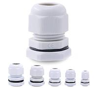 Hilitchi 30 Piece Nylon Plastic Waterproof Adjustable 3.5-13mm Cable Glands Joints Cable Gland - PG7, PG9, PG11, PG13.5, PG16 (Gray-30pcs)