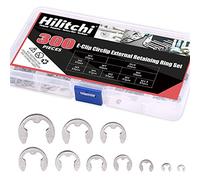Hilitchi 300-Pcs 304 Stainless Steel E-Clip Circlip External Retaining Ring Assortment Set