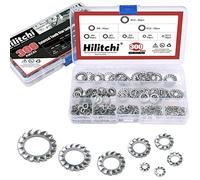 Hilitchi 300-Pcs 304 Stainless Steel External Tooth Star Lock Washers Assortment Kit - Included: M2.5 M3 M4 M5 M6 M8 M10 M12