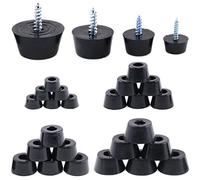 Hilitchi 40-Pcs Round Black Rubber Feet Bumpers Pads with Matching Screws with Built in Stainless Steel Washer for Cutting Board Amps Cabinet Desk Tables Couches (Assortment Kit)