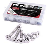 Hilitchi 410 Stainless Steel #10 Wafer Head Phillips Self Drilling Screws Sheet Metal Tek Screws Assortment Kit, Modified Truss Head Self Driller - Size: #10 x 1/2'' - 1-1/2'' - Pack of 200
