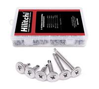 Hilitchi 410 Stainless Steel Wafer Head Phillips Self Drilling Screws Sheet Metal Tek Screws Assortment Kit, Modified Truss Head Self Driller - Size: #8 x 1/2" ~ #8 x 1-1/2" (Pack of 240)