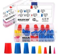 Hilitchi 50 Pcs 1/16" to 5/8" Silicone Rubber Tapered Plug Kit High Temp Masking Helper Powder Coating Painting Anodizing Plating with Storage Box