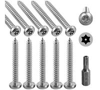 Hilitchi 50 Pcs M5x38mm Stainless Steel Button Head Torx Sheet Metal Screws Security Silver Screws Anti-Theft Tamper Proof with Bit T25