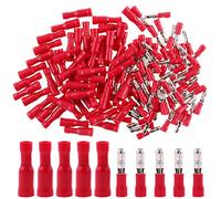 Hilitchi 50Pairs Insulated Male Female Bullet Quick Splice Wire Terminals Wire Crimp Connectors (Red, 22-16 Gauge)