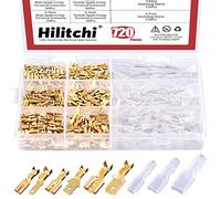Hilitchi 720Pcs Gold Quick Splice Male and Female Wire Spade Connector Wire Crimp Terminal Block with Insulating Sleeve for Electrical Wiring Car Audio Speaker, 2.8mm 4.8mm 6.3mm Assortment Kit