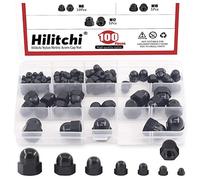 Hilitchi 7Sizes 100Pcs Black Nylon Acorn Nut Metric Inner Threaded Cap Nuts Assortment Kit M3 4 5 6 8 10 12 Dome Nuts