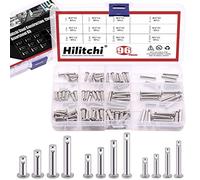 Hilitchi 96Pcs 12 Sizes 304 Stainless Steel Metric Clevis Pins Assortment Kit Link Hinge Pin Flat Head Fastener Pins M3 M4 M5 Assorted Sizes Set