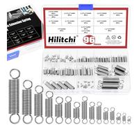 Hilitchi 96Pcs 15 Sizes Extension Spring Assortment Kit Extension Spring Stainless Steel Springs Assorted Size Small Springs Compression Tension Springs for Repairs Maintenance