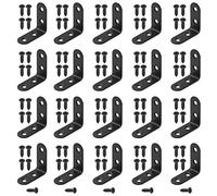 Hilitchi Stainless Steel Black L Bracket Corner Brace 90 Degree Right Angle Brackets Sets with Screws Corner Fastener for Shelves Steel Joints Support (40mm, 20 Pack)