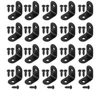 Hilitchi Stainless Steel Black L Bracket Corner Brace 90 Degree Right Angle Brackets Sets with Screws Corner Fastener for Shelves Steel Joints Support (25mm, 20 Pack)