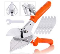 Hilitchi Upgraded Multi Angle Miter Shear Cutter Cuts 45 to 135 Degree Miter Snips Cutting Tool for Small Miter Jobs and DIY Projects with 5 Replacement Blades and Spanner