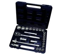 Hilka Tools Socket Set 01202502 - 1/2-Inch Drive, Metric, 25-Piece, Black