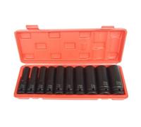 Hilka 10 Pce 1/2" Drive Deep Impact Socket Set Chrome Vandium Steel 10-24mm