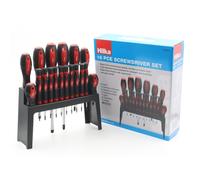 Hilka Tools Screwdriver Set 32700018 – 18-piece Flat & Phillips Set with Storage Rack