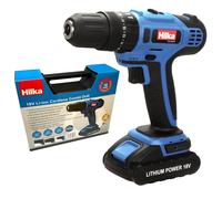 Hilka 18V Cordless Hammer Drill Li-Ion Combi Set with Case, Bits And Charger