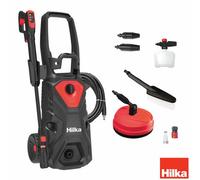 Hilka 2000W 160 Bar Pressure Washer - Adjustable Power Control Lance, 5M Hose, Foam Bottle, Turbo & Patio Brush Set