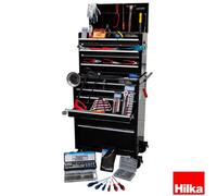 Hilka 305 Piece Tool Kit With Heavy Duty 15 Drawer Tool Chest And Trolley Set, Professional Mechanics Tool Set With Sockets