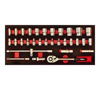Hilka 32pc Socket Set 1/2 Drive Metric Ratchet Tool Kit EVA Foam Tray