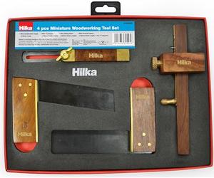 Hilka 43909805 4 PCE Miniature Woodworking Tool Set in PU