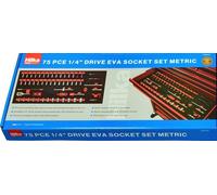 Hilka 75 Piece 1/4" Drive Metric Socket Set Tool Kit In EVA Foam Tray - 03157514